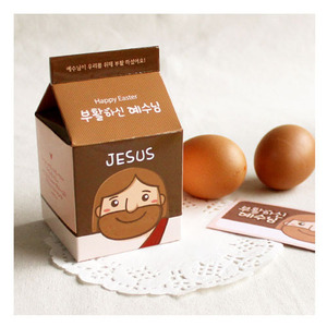 부활절 우유팩 달걀 포장박스(8개)_부활하신예수님(Smile)